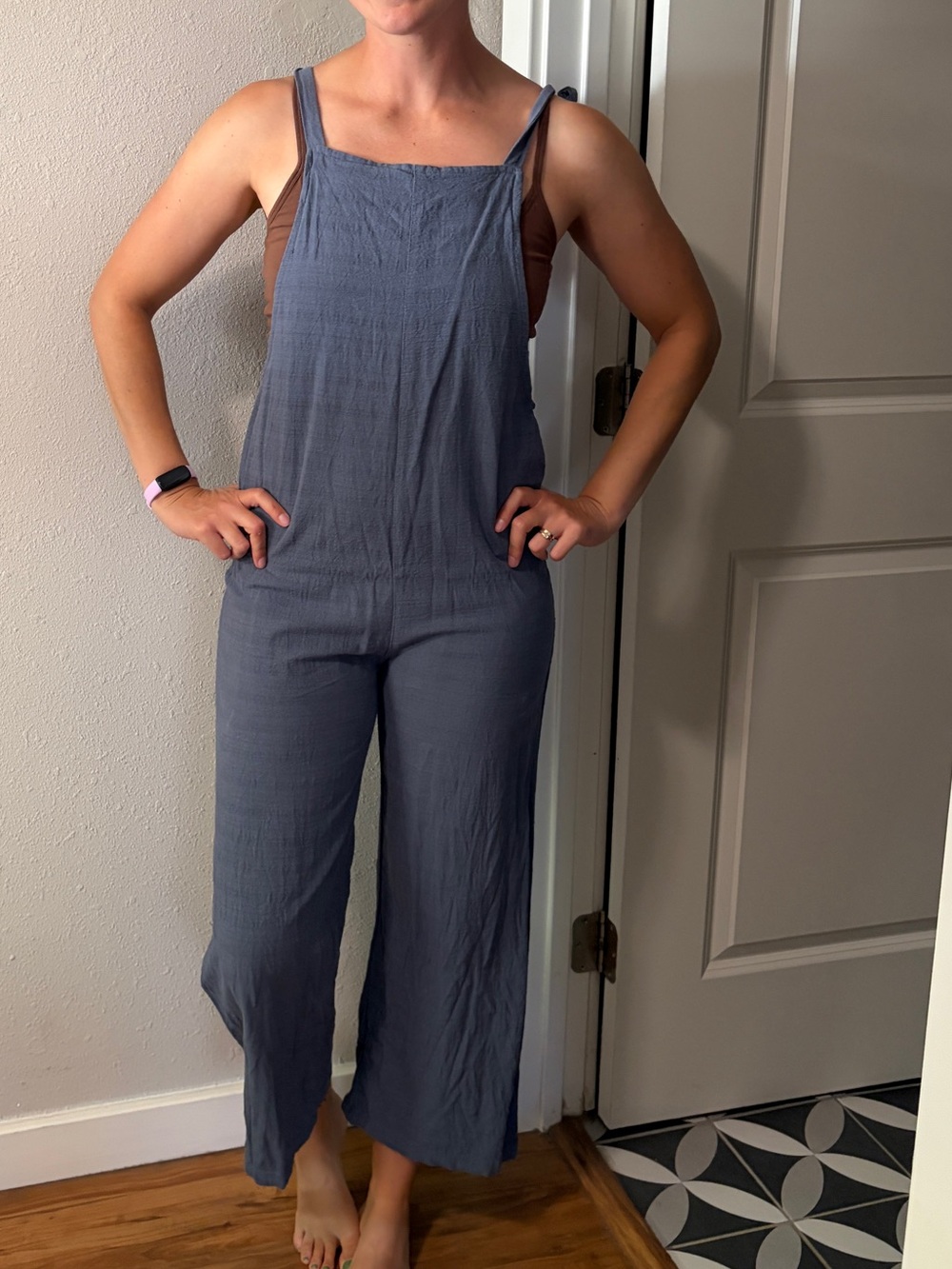 Handmade gray/blue jumpsuit